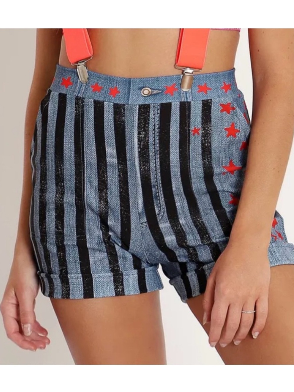 Blackmilk Star and Stripes Cuffed Shorts